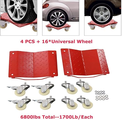 Miniatura 2 de TQSHOoP Car Wheel Dolly, Set of 4 Heavy Duty Tire Wheel Dolly Vechicle Moving Dolly Carbon Steel Tire Wheel Dollies, 1700LB Capacity