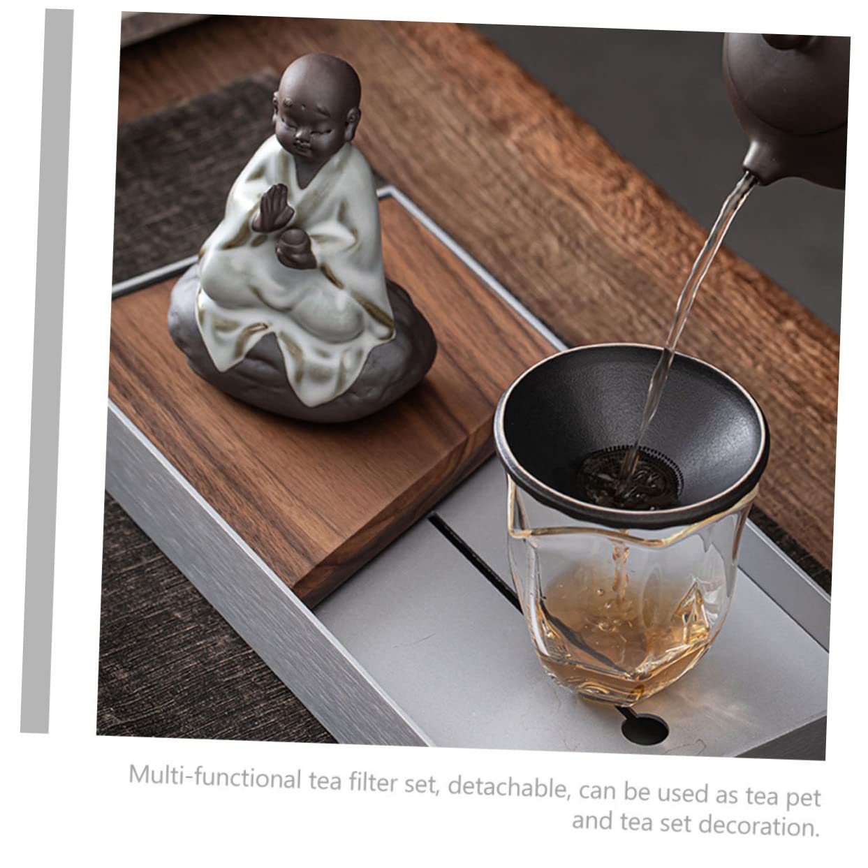 1juego Infusor De Té Cerámico Miniatura Diseño De Buda Accesorios Para Ceremonia Del Té Compacto y Ligero Para Decoración Del Hogar Para y Uso Personal