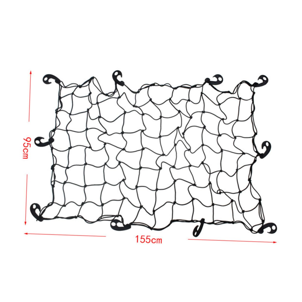 Filet de Rangement avec 10 Crochets pour Coffre 1 Pièce Noir en Tissu
