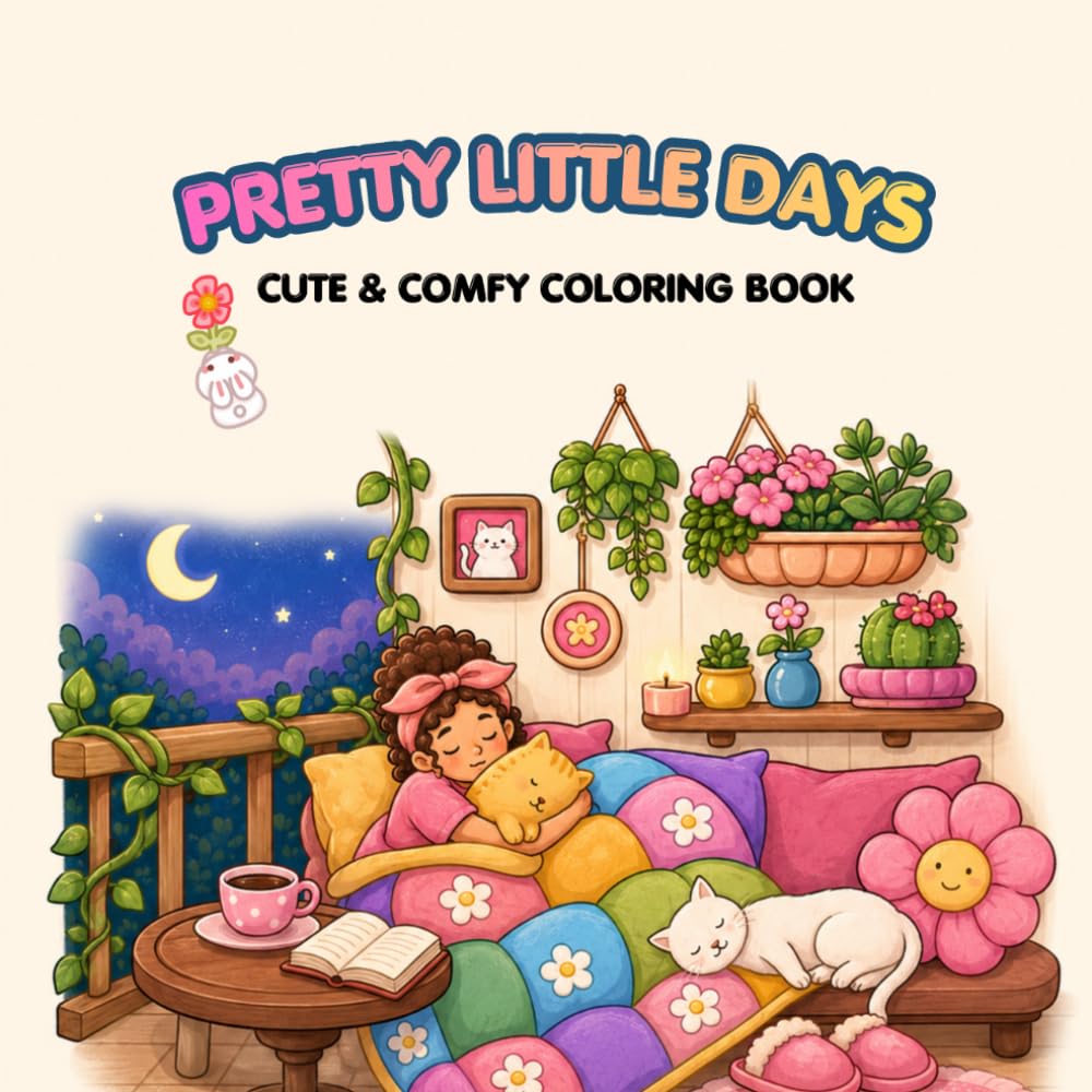 Pretty Little Days: A Cute Girl Coloring Book of Cozy Everyday Moments (Color Me Cozy)