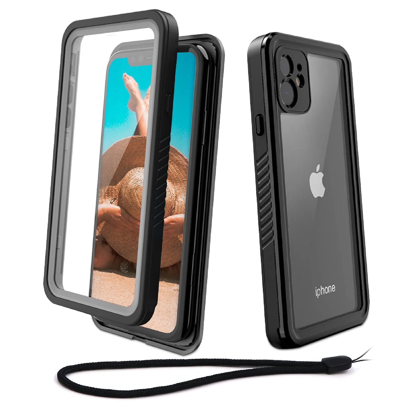 WIFORTiPhone 11 Waterproof case, Full Body Sealed Protection Built in Screen Protector, Rugged Snowproof Shockproof Dusproof Case with Impact Bumper for iPhone 11 (2019, 6.1 inch), Black + Clear