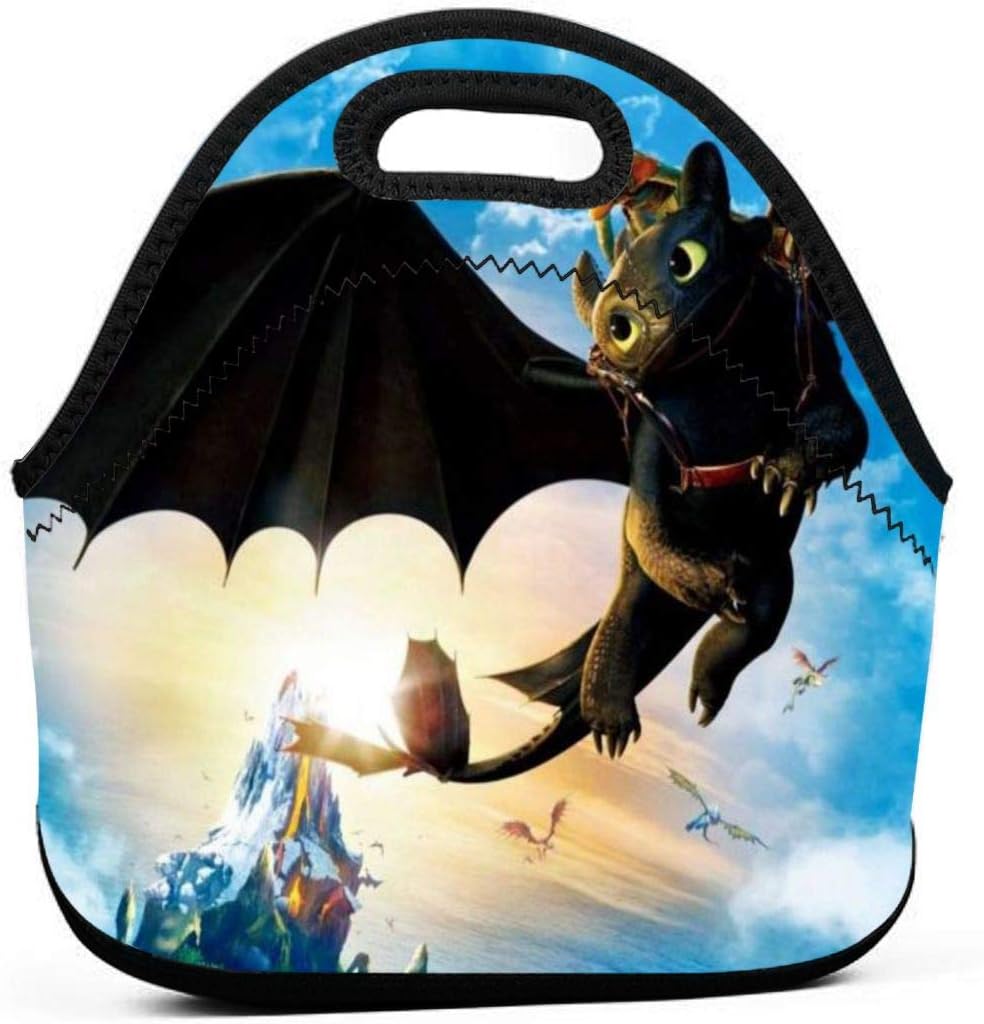 School Office HicCupFlyToothless Print Lunch Bag Portable Bento Box Cooler