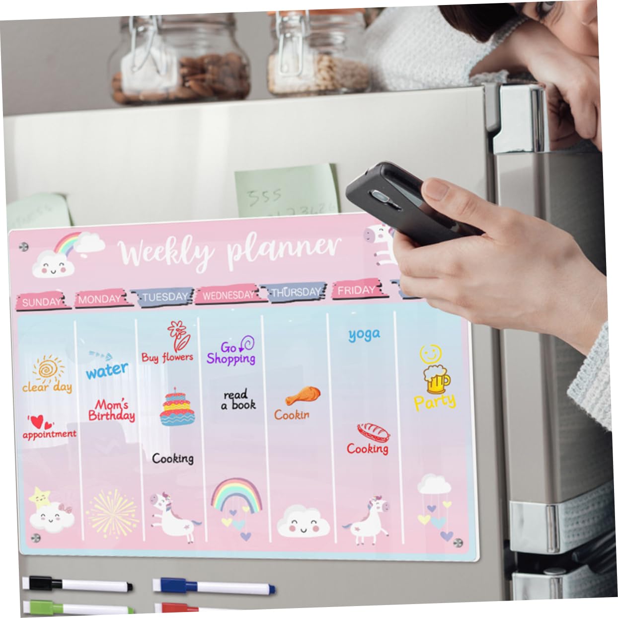 Ciieeo Magnetische Whiteboard-planertafel Aus Acryl Für Kühlschrank Wiederverwendbare Magnetische Tagesplaner-tafel Transparente Wochenplaner-tafel