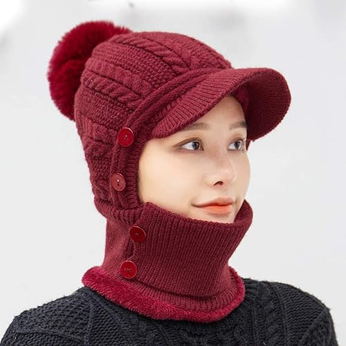 Vista 61 de HUAMULAN Gorro de invierno de una pieza para mujer, pasamontañas de forro polar, pasamontañas, máscara facial, bufanda, orejeras, esquí, nieve
