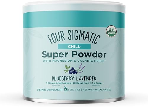 Four Sigmatic Chill Super Powder - Superalimento orgánico en polvo con citrato de magnesio, extracto de manzanilla orgánico y extracto de hongo