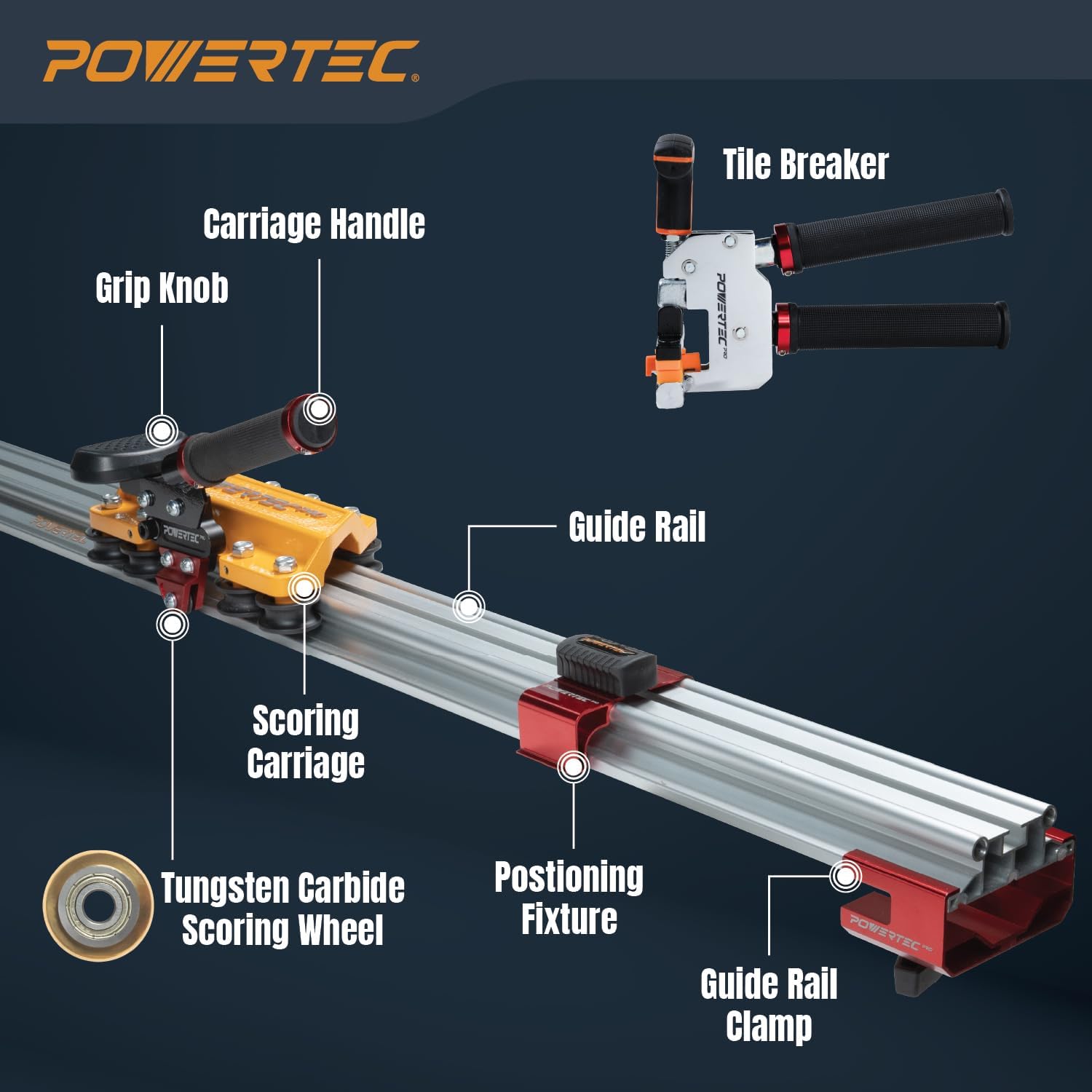Diagram of POWERTEC PRO Tile Cutter components