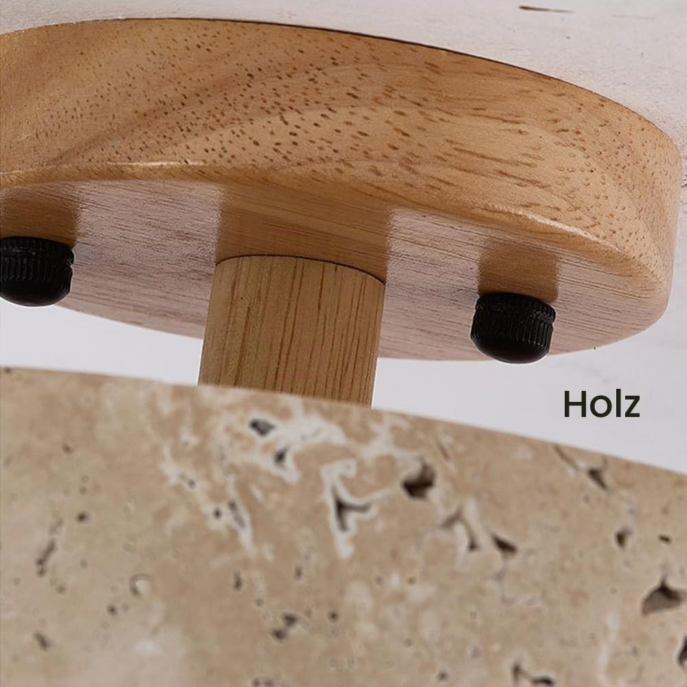 TRIVIDHA Minimalistische Deckenleuchte aus Stein, Wabi-sabi, Beige, nahe der Decke, 7,9 Zoll, Deckenleuchte mit Holzsockel, E27, Beleuchtung, Deckenleuchten aus Marmor, für Flur, Schlafzimmer, Küche