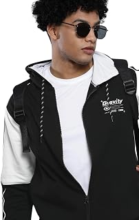 The Indian Garage Co Men Regular Fit Colourblocked Front Open Hooded Sweatshirt Price In India