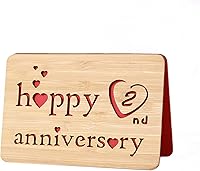 Vista 40 de Tarjeta de 5 aniversario de madera, hecha a mano, 5 años, aniversario de boda, tarjetas de regalo de felicitación, tarjeta de aniversario de cinco