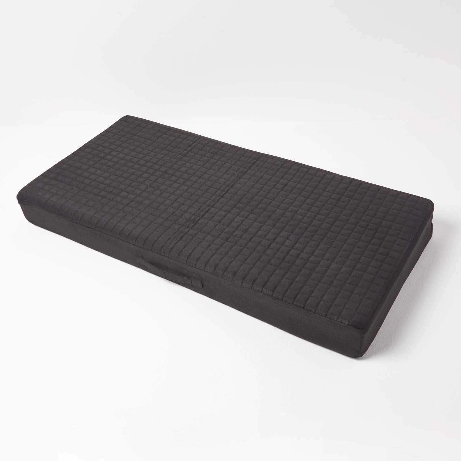 HOMESCAPES Cuscino per seduta per divano a 2 posti, cuscino sollevatore sfoderabile in camoscio, nero, 100 x 50 x 10 cm