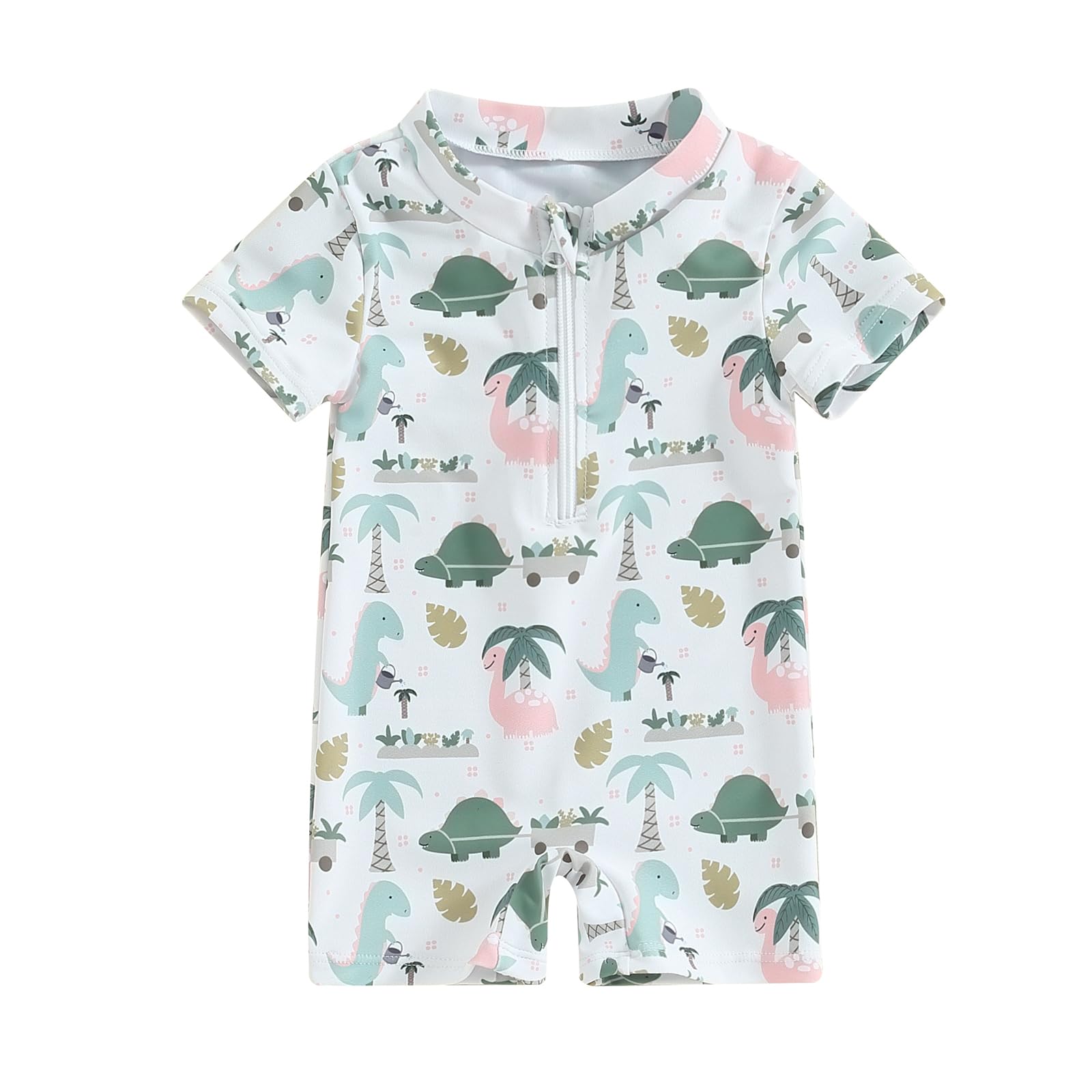 HodJIU Traje de baño para bebé y niño, antirrayos UV, estampado de dinosaurio, manga corta, traje de baño, piscina, playa, surf