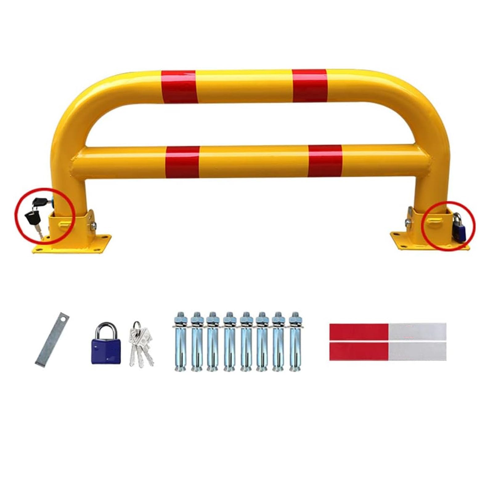 Ciężkie metalowe zamki parkingowe Stosy parkingowe Bariery parkingowe, składany metalowy słupek Bariera podjazdowa do parkowania Alarmowana, 34x81cm, konstrukcja z podwójnym zamkiem (C)