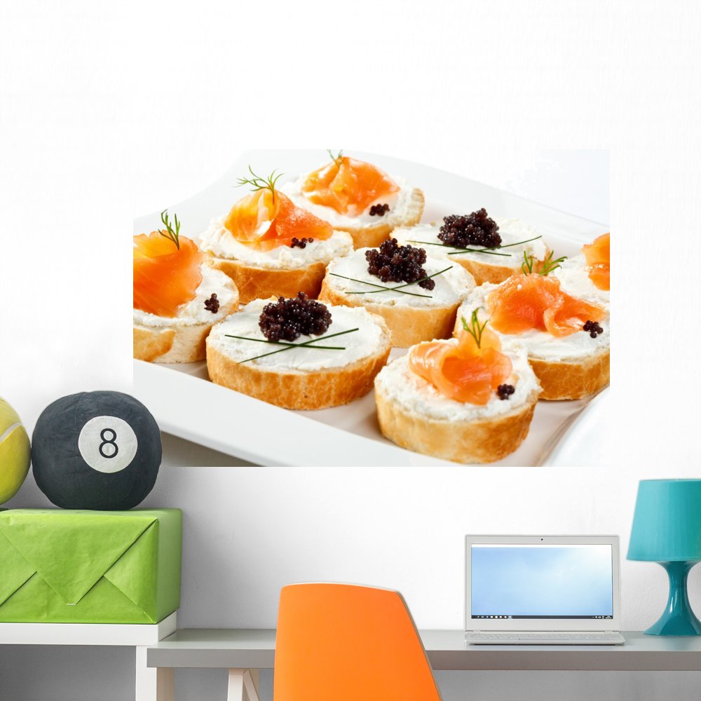 Wallmonkeys Mini Sandwiches Bagel with Cream Cheese Wall Decal Peel and Stick Graphic WM269352 (36 in W x 24 in H)
