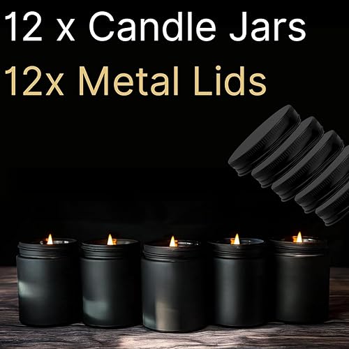 Miniatura 6 de Tarros de 8 onzas  Tarros de velas vacíos para hacer velas  Tarro de vela a granel  Tapas de tarros de vela de vidrio  Fabricación de velas  Tapas