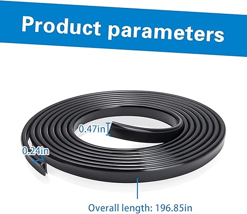 Miniatura 2 de 1 tira de protección contra arañazos para puerta de automóvil, 0.4 pulgadas x 16.4 pies, sin pegamento, suave, flexible, en forma de U, accesorios