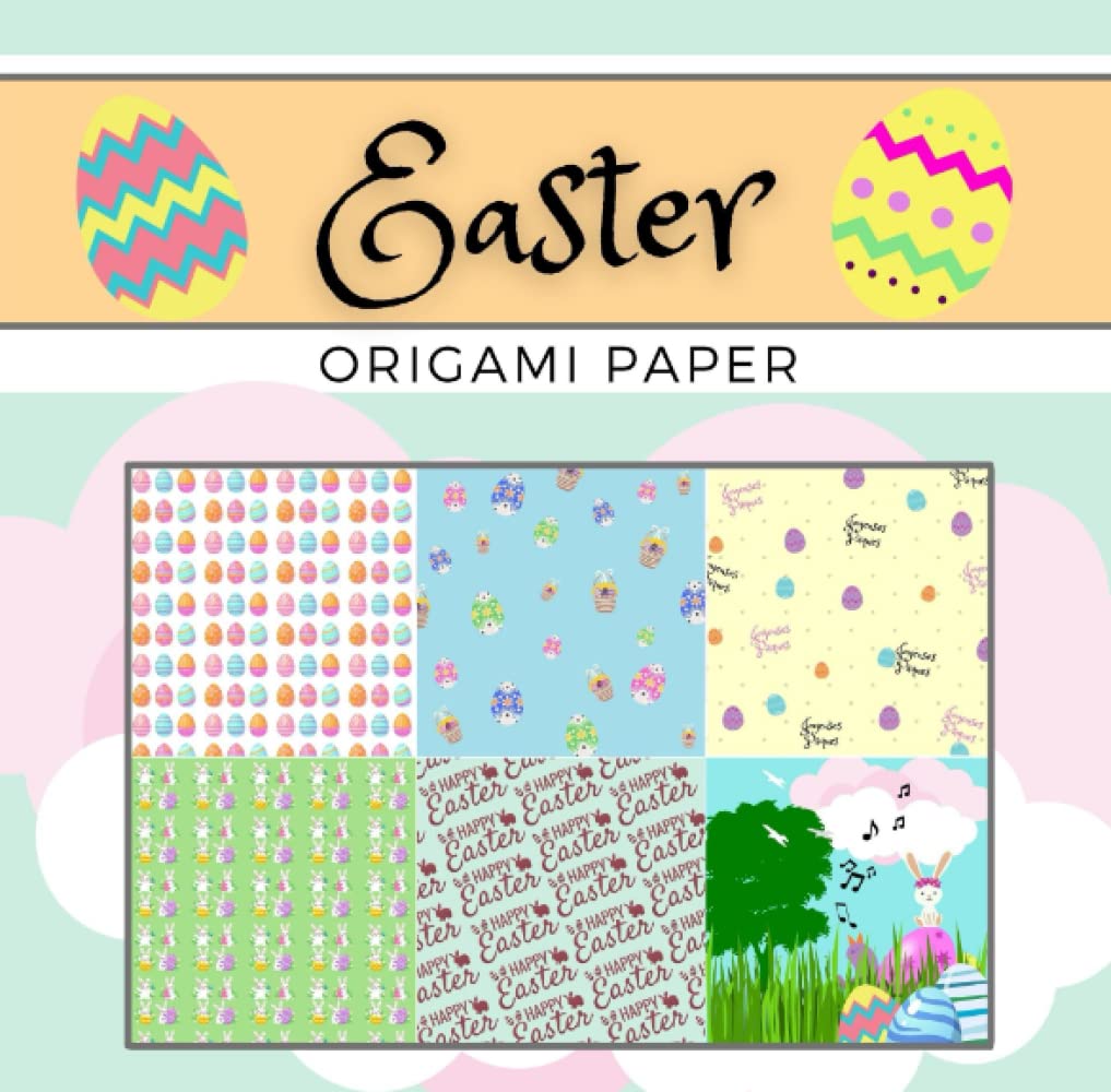Easter Origami Paper: origami paper book, scrapbooking easter, 8x8, double-sided, 75 sheets, 12 patterns, easter day gift