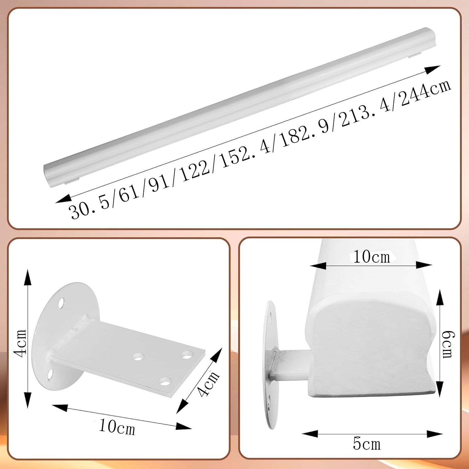Handläufe für Treppen 30-600cm Holzhandlauf mit Halterungen, Rutschfeste Treppengeländer Stützstange, Gegen die Wand ältere Menschen und Kinder Loft Grab Bar Kit für Indoor Hospital Home (C, 150cm)