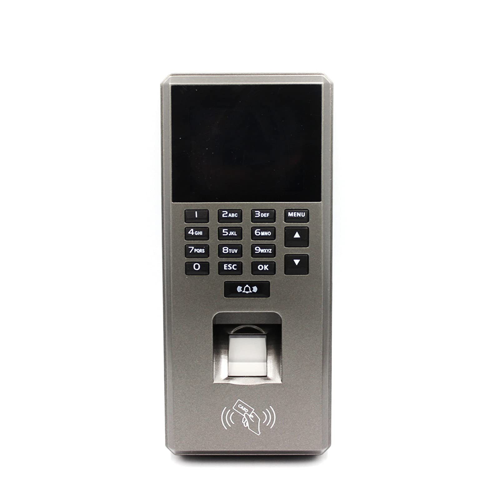 Macchina di rilevazione presenze biometrica per dipendenti Tastiera di Controllo accessi con Impronte digitali da 2,4 Pollici Sistema biometrico USB Orologio elettronico,Gray-One Size