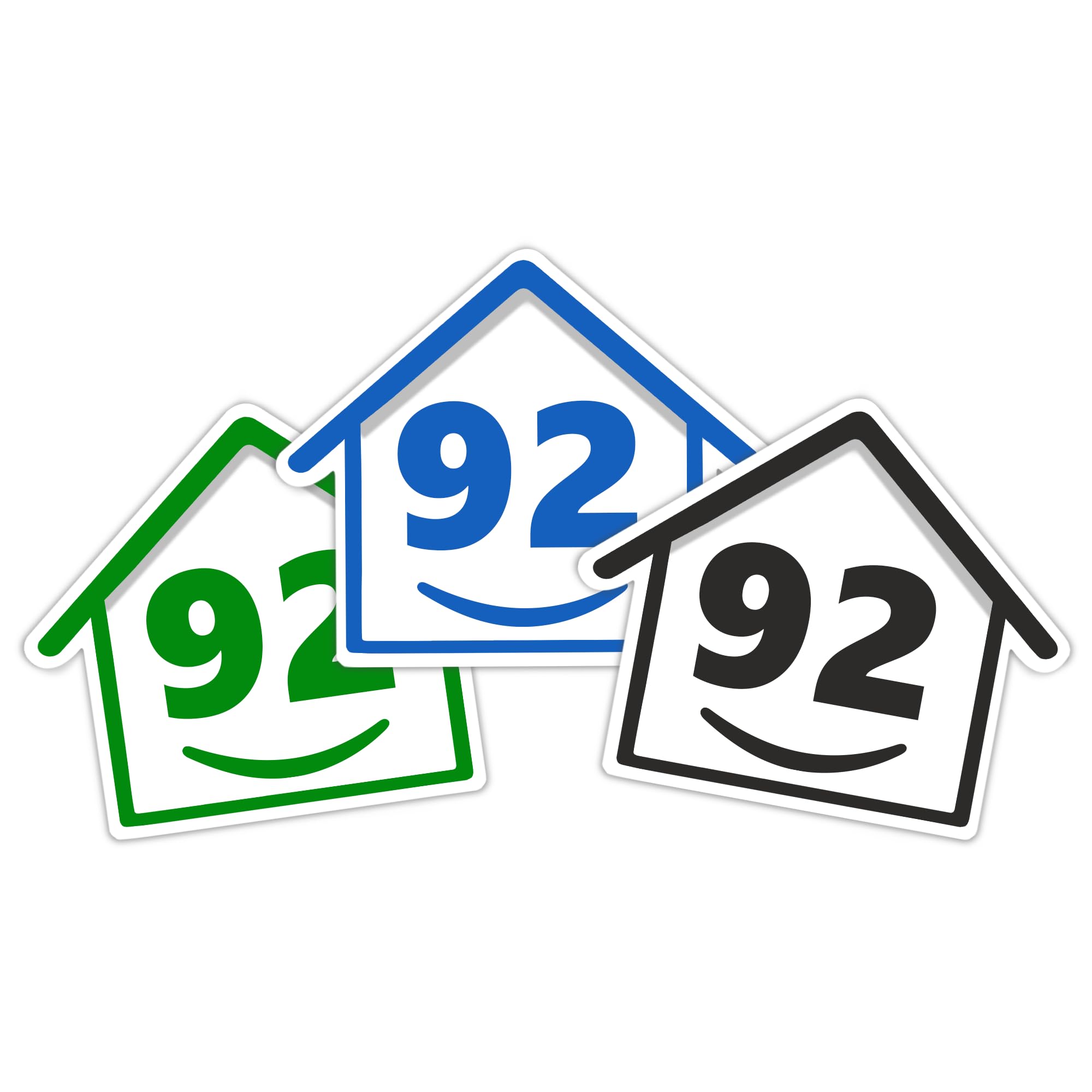 3 x Bin Numbers for Wheelie Bins, 1-99, 15cm ‘Happy House’ Colour Design Dustbin Stickers, Easy Application Stick On Number Stickers - Weatherproof Self Adhesive Vinyl – Blue, Black and Green (14) — view 18