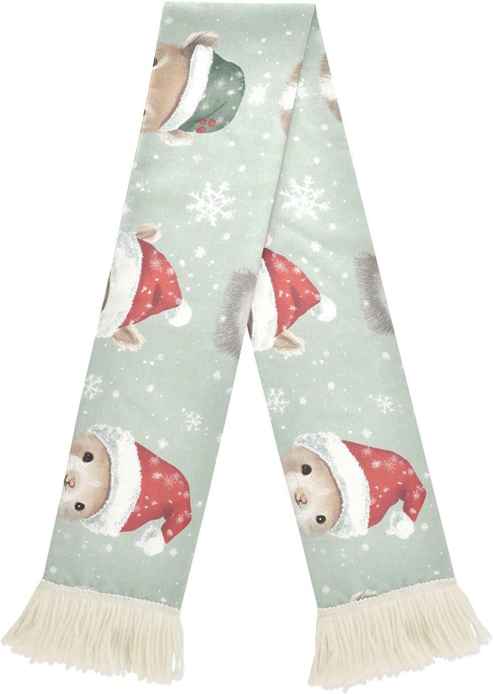 CHIFIGNO Santa Animals Green Sports Fan Scarf, Polyester Soccer Scarf, Soft Sweat Absorbent Wrap for Match Days and Cheer Events