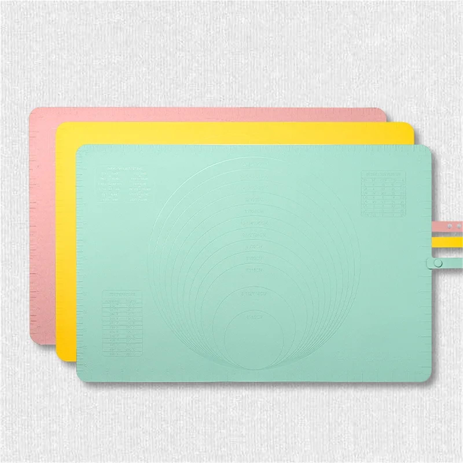 Backmatte Silikon Silikon-Knetmatte, Küchenhelfer, Antihaft-Backzubehör, Teigknetunterlage, abgestufte, rutschfeste Rollmatte(60x40cm Yellow)