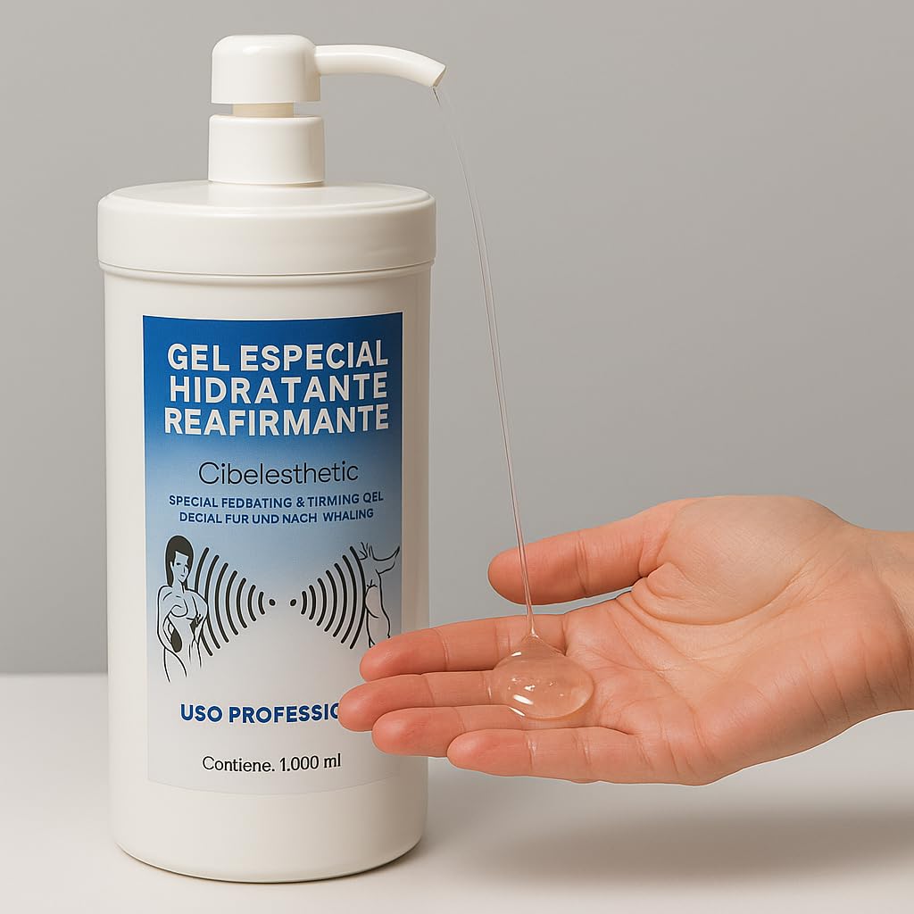 Cibelesthetic Emulsión Gelificada - Conductor Hidratante Neutro 1000ml | Para Aparatología Estética Facial y Corporal | Compatible con IPL, Radiofrecuencia, Cavitación, Láser | Hipoalergénico