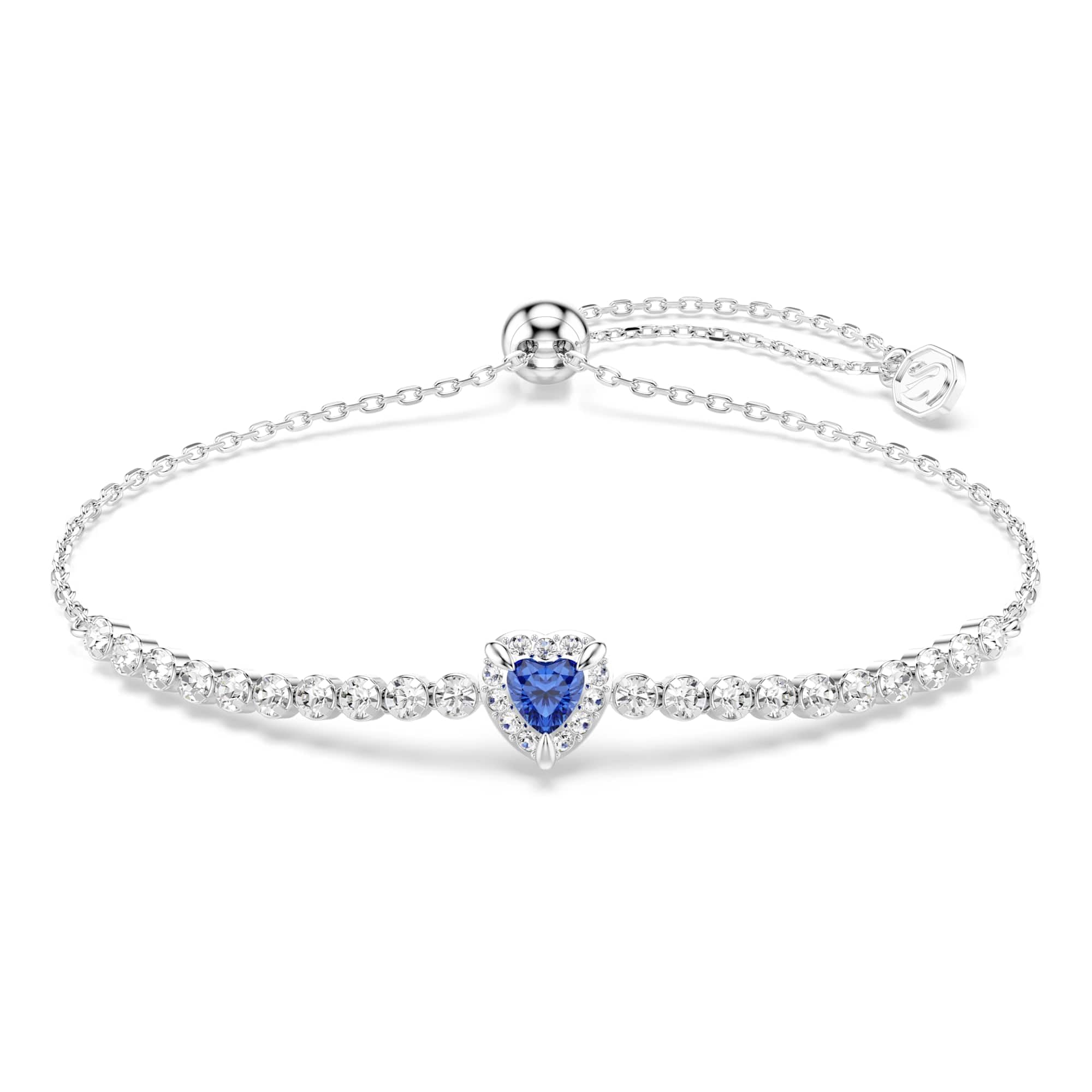 Swarovski Braccialetto One, Taglio misto, Cuore, Blu, Placcato rodio