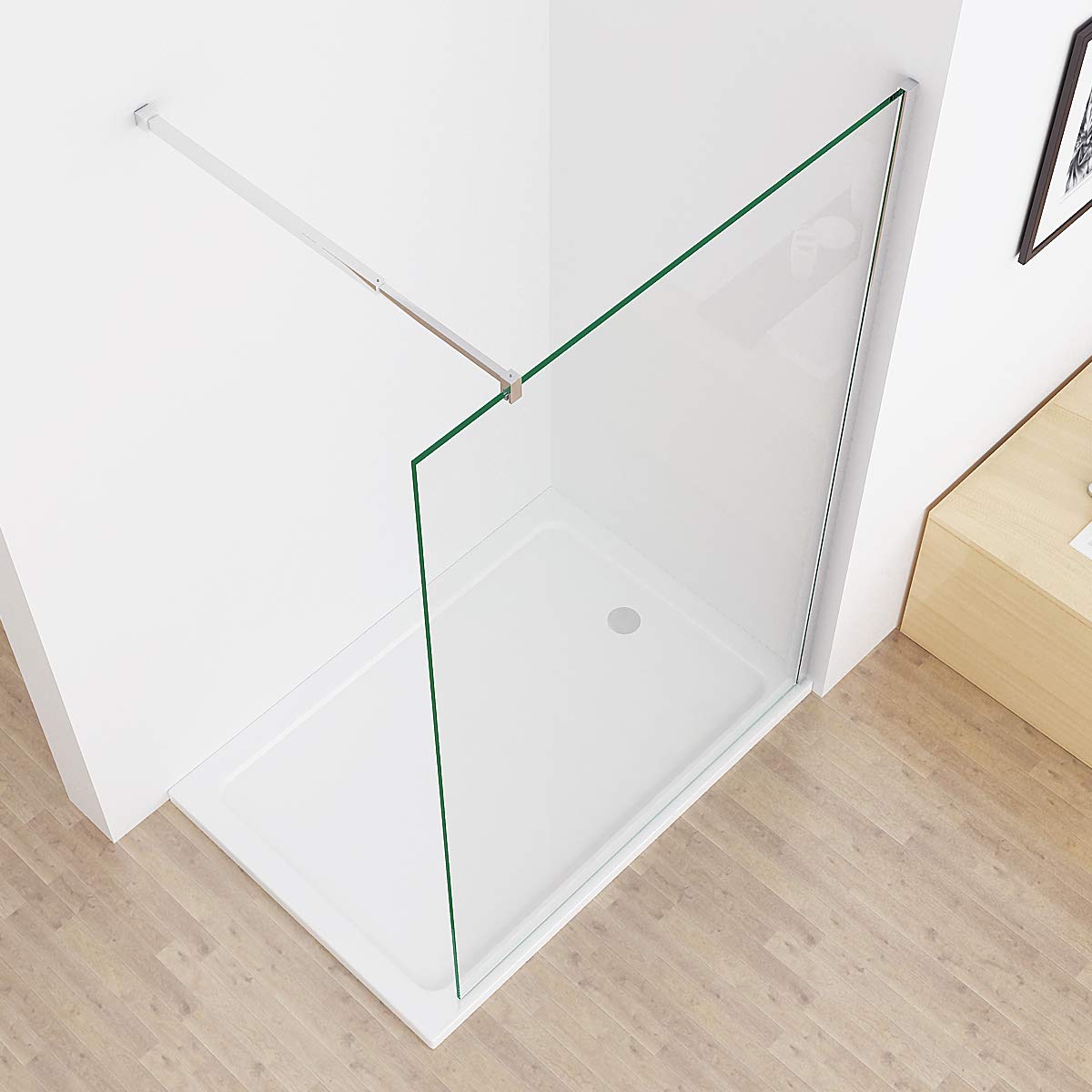 MIQU Walk in Dusche 80 x 200 cm Duschwand Duschtrennwand Duschabtrennung 10mm ESG NANO Glas CB80