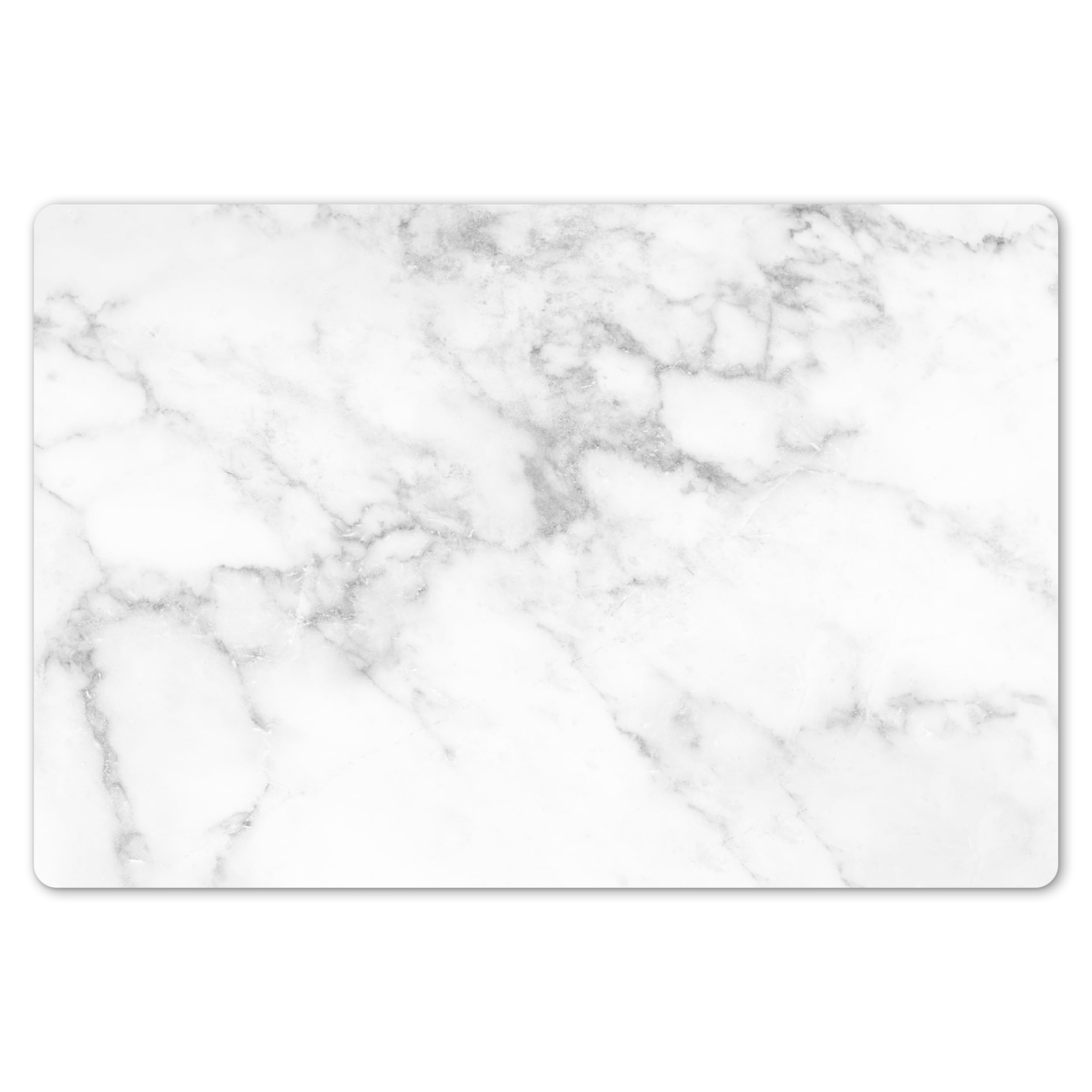 KitchenYeah© Place Mats 18"x12" / 45x30 cm Waterproof Sets Non Stick Wipe Clean Anti Slip Dinner Wipeable Placemats Table Mat Dinning Marble Texture - Gray - White