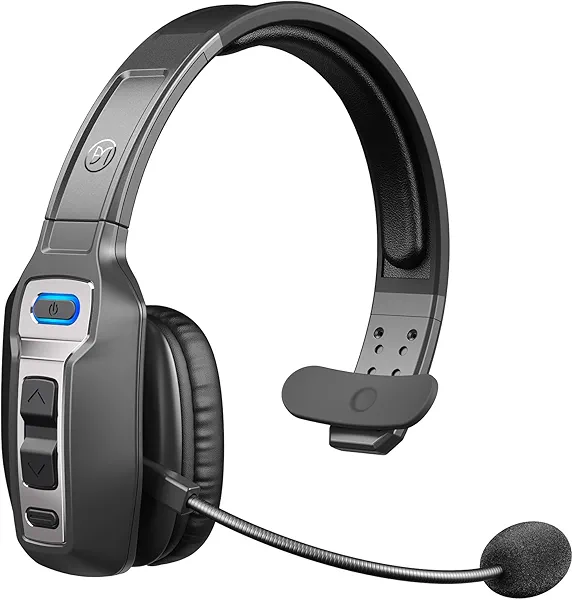 BRAMMAR Trucker Bluetooth Headset with AI Noise Cancellation Microphone, Trucker Headset with 65Hrs Talk Time & Mute Button, Multipoint Connection, Bluetooth Headsets Fit for Truck Drivers/Cell Phones