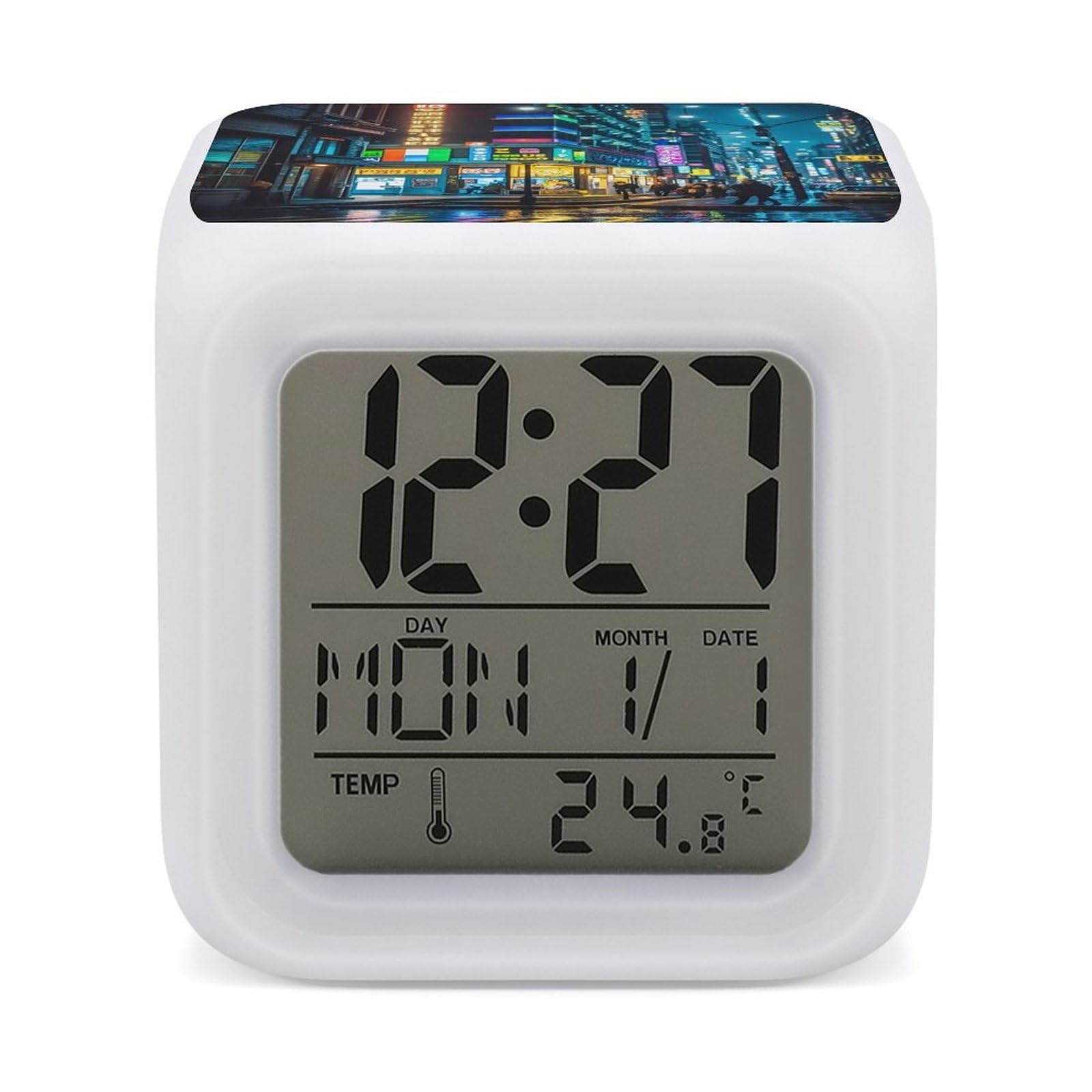 FekiLoot Colorful Lights Alarm Clock for Heavy Sleepers Wake Up Digital Clock with 7 Color Changing Night Light Super Loud Digital Alarm Clocks Small Machine Alarm Clocks