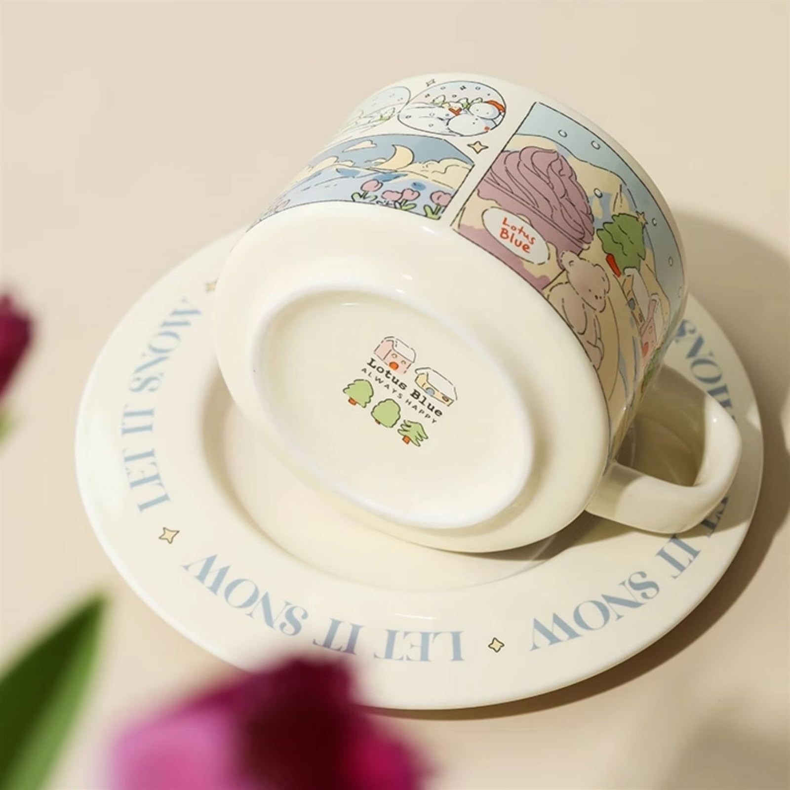 Kubek do kawy - elegancki zestaw kubków ceramicznych na popołudniową herbatę filiżanki do kawy ze spodkiem - zestaw do herbaty w stylu europejskim - idealny świąteczny prezent