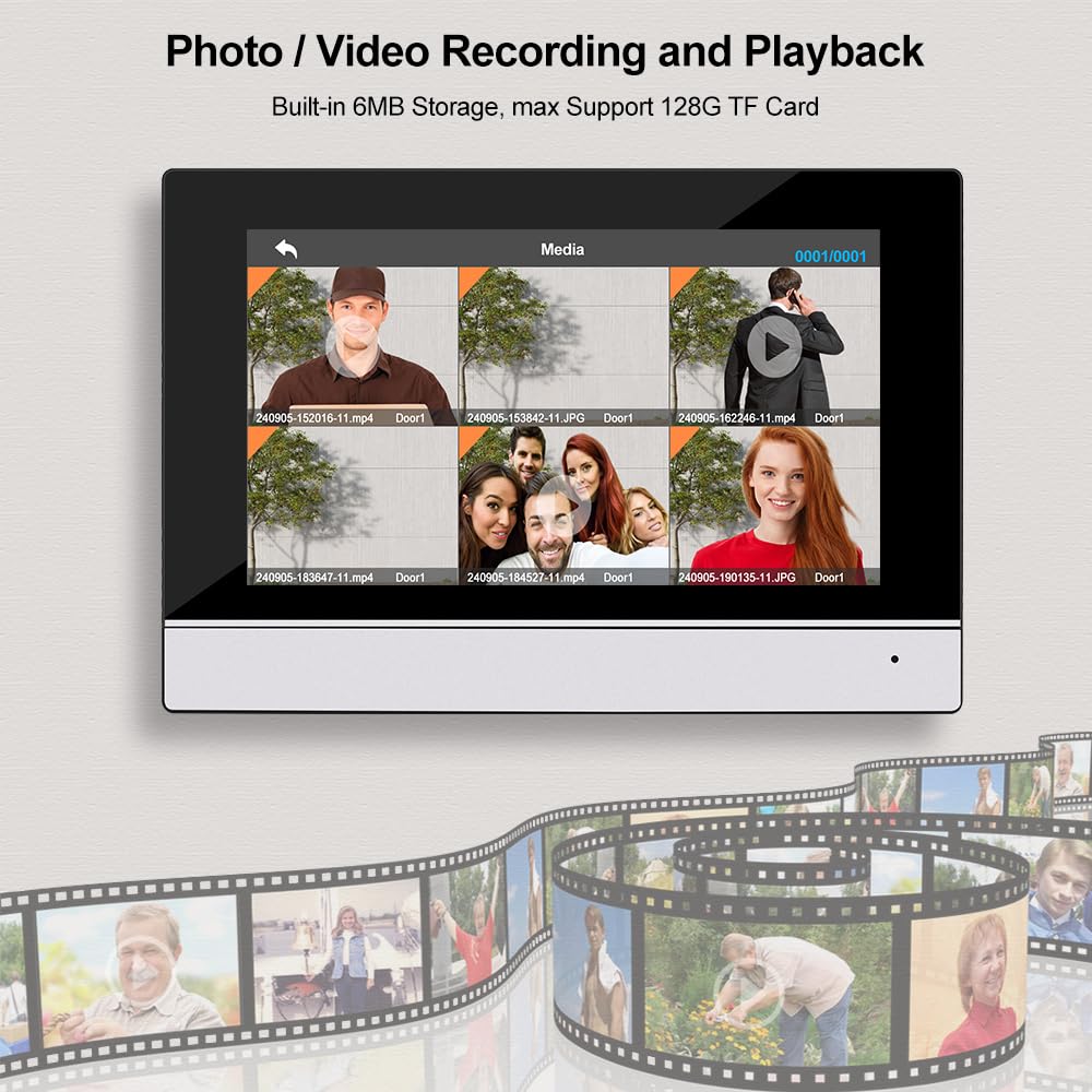 WiFi Video Sistema Citofono 1080P HD Campanello Telecamera IR Visione Notturna con 2 Monitors a 7 Pollici per 2 Case/Appartamenti, Audio a 2 Vie, Registrazione, APP Tuya Smart