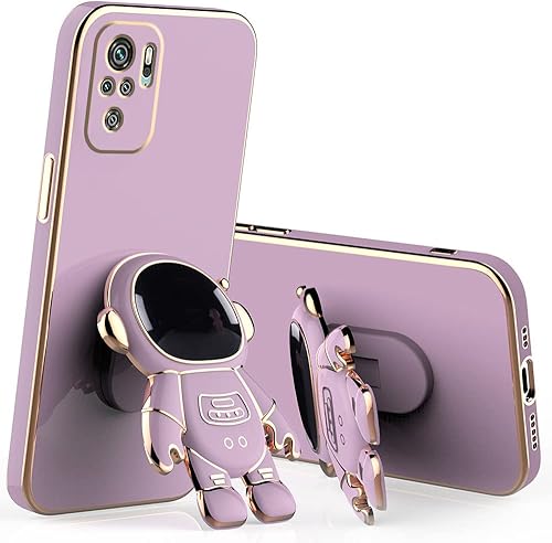 Miniatura 7 de Funda compatible con Redmi Note 10s con soporte creativo de dibujos animados de astronauta rosa, Xiaomi Redmi Note 10s, funda de silicona a prueba