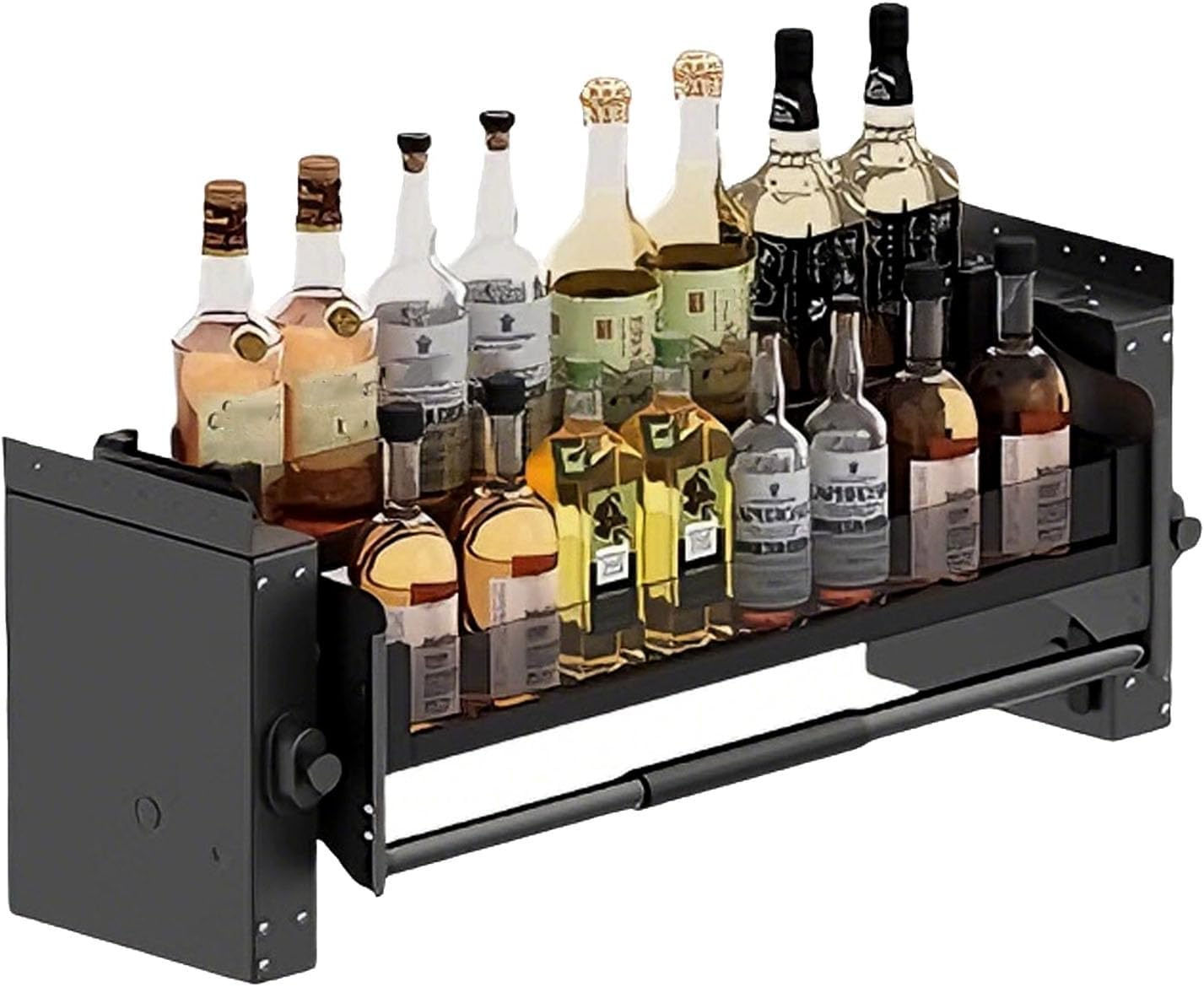 Single-Layer Wall Pull-Down Shelf Upper Kitchen Pull-Down Wall Cabinet Storage Rack With Anti-Slip Mat Saves Space and Is Suitable for Kitchens and Bathrooms 56x27x30cm/22x10.6x11.8in