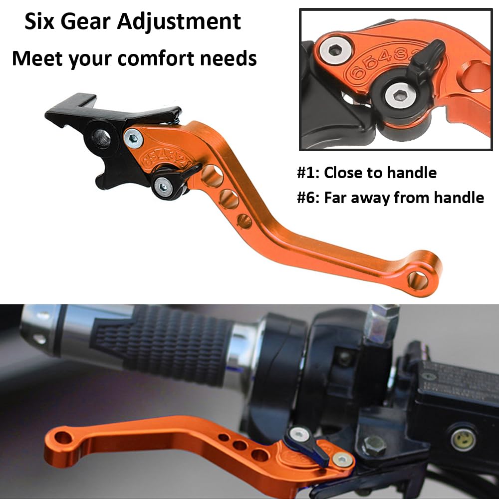 Paire Leviers Embrayage Et Frein Moto 22mm Réglables CNC Aluminium - Universel Or Pour Scooter Et Moto