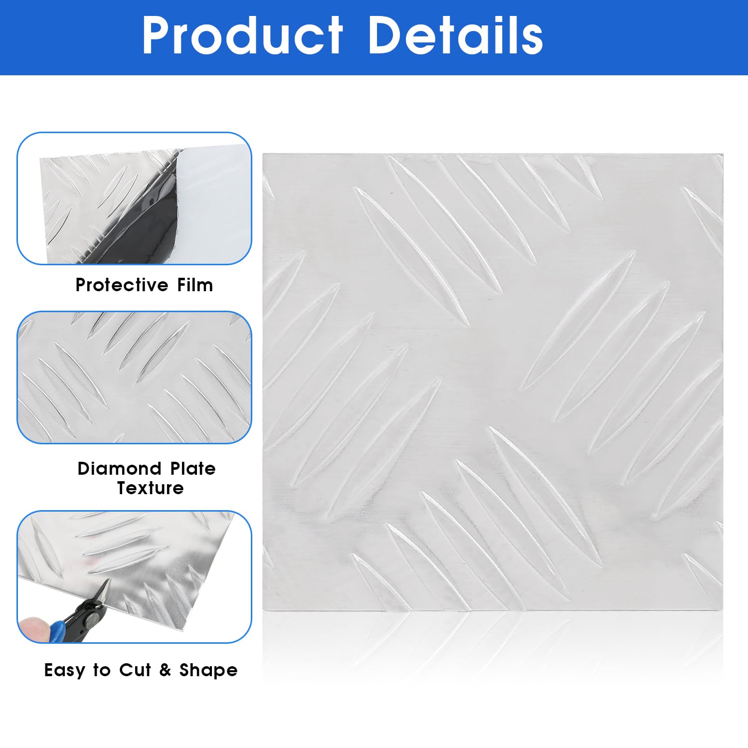 Aluminum Diamond Plate Sheet - 16" x 16" -3 Aluminum Diamond Plate Sheet - 16" x 16" -3