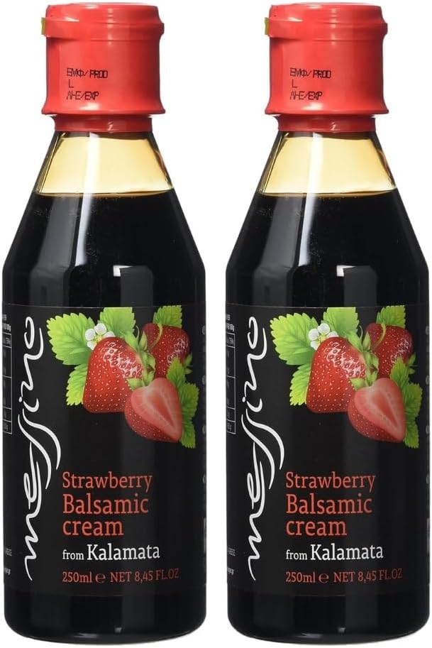 – Greek Strawberry Balsamic Cream 2 x 250 ml (500 ml Total) | Gourmet Balsamic Glaze with Natural Strawberry Aroma | No Added Sugar, Vegan-Friendly Vinegar Dressing for Salads, Pasta & Desserts