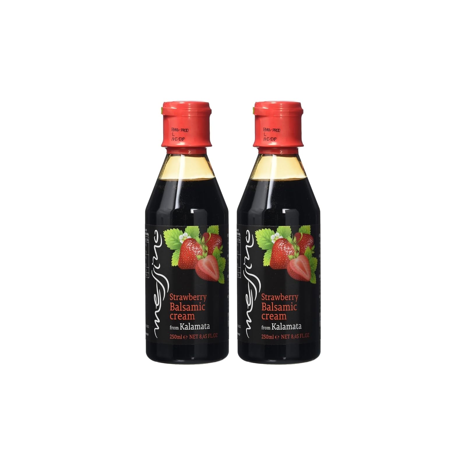 Messino Greek Strawberry Balsamic Cream 2 x 250 ml (500 ml Total) | Gourmet Balsamic Glaze with Natural Strawberry Aroma | No Added Sugar, Vegan-Friendly Vinegar Dressing for Salads, Pasta & Desserts