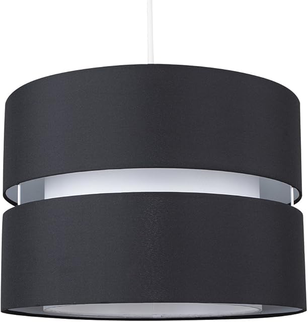 MiniSun Modern Large 2 Tier Black & White Cylinder Ceiling Pendant Light Shade