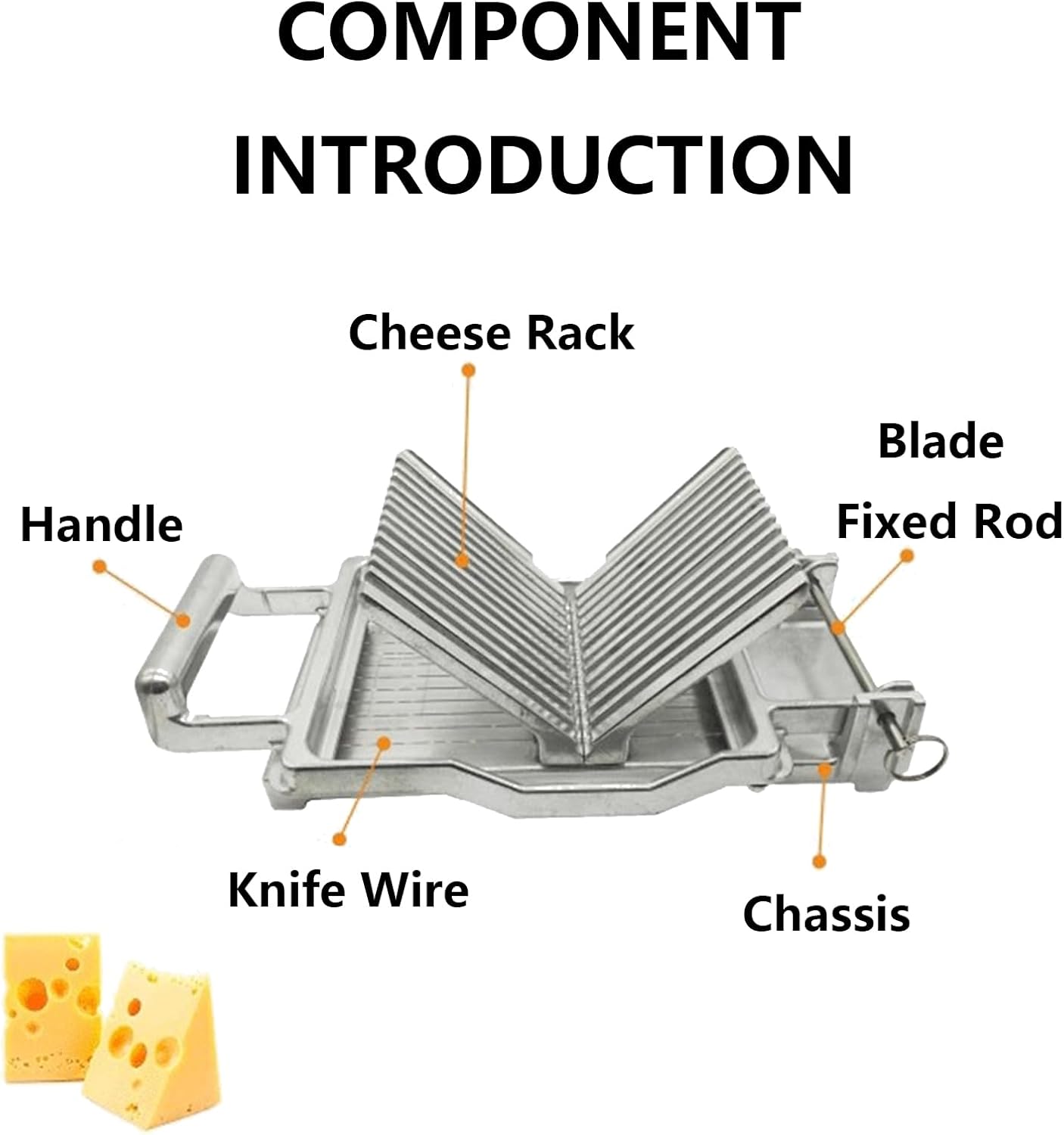 Cheese Cutter, Stainless Steel Commercial Cheese Slicere with Wire 1 Cm & 2 Cm, Durable Butter Cutting Board Machine, Kitchen Cooking Baking Tool