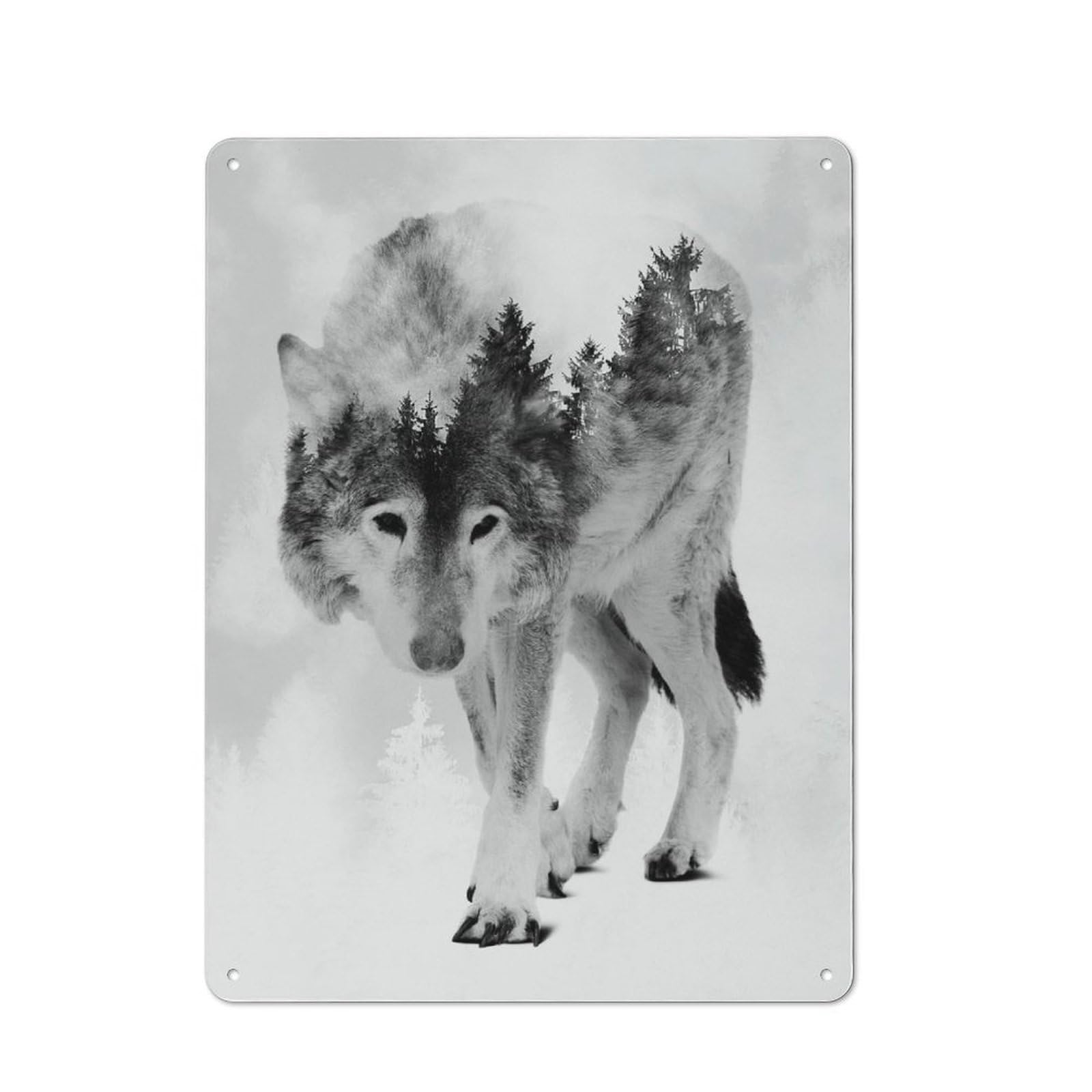 Wolf And Forest 8 Casual Metal Wall Decor 40x30cm, Rustic Tin Sign for Patio Bar, Workshop, Shed Or Kitchen