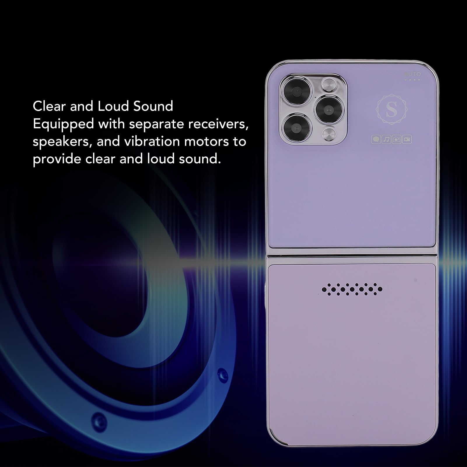 Annadue Teléfono Celular con Botones Grandes para Personas Mayores, Pantalla Dual, Dígitos Grandes, Marcación Rápida, Altavoz, Cámara HD, Linterna LED, Batería de 1400 MAh (Purple)