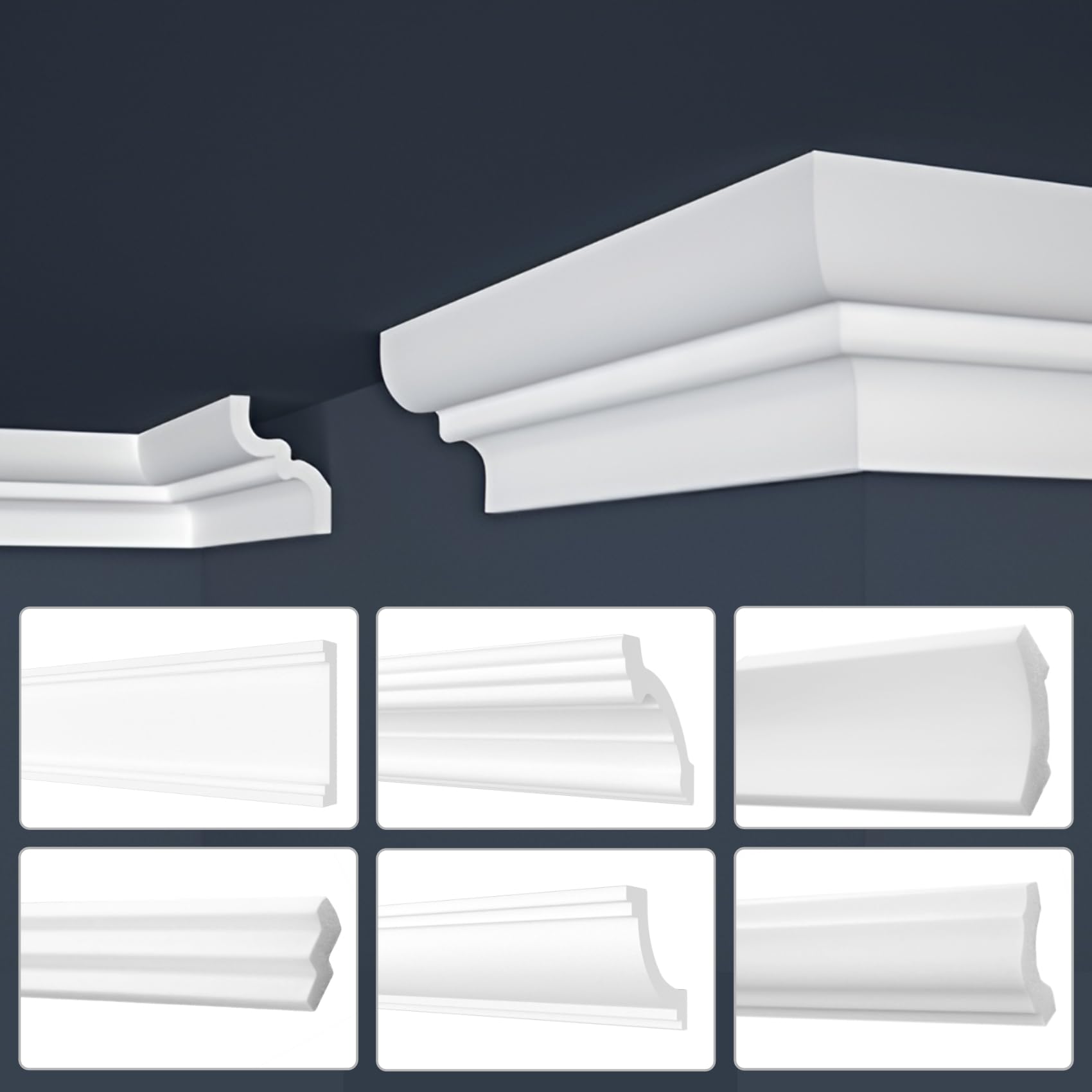 Marbet, listelli da soffitto in polistirene XPS, modanature in stucco di alta qualità, leggeri e robusti, dal design moderno (confezione risparmio da 30 metri, E-25, 65x65 mm), listello angolare