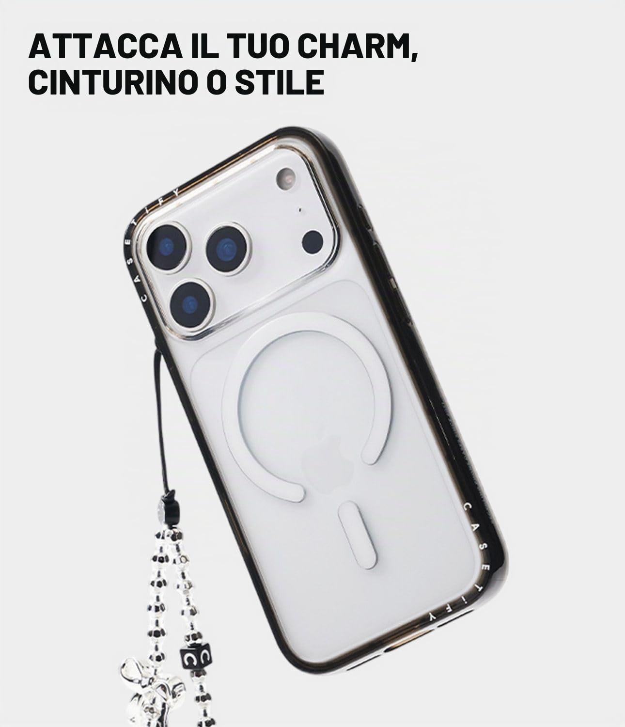 CASETiFY Magsafe - Custodia compatta per iPhone 17 Pro, leggera, sottile, compatibile con Magsafe, colore: Nero trasparente