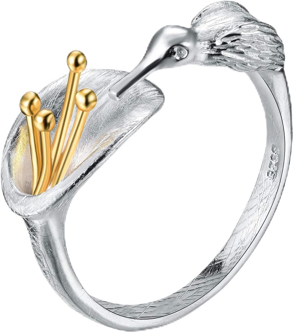 Springlight Christmas Gifts S925 Sterling Silver Rings Hummingbird Rings Open Ring Handmade Jewelry Birthday Gifts for Women, Mothers Day Gifts for Mum, Mum Gifts.
