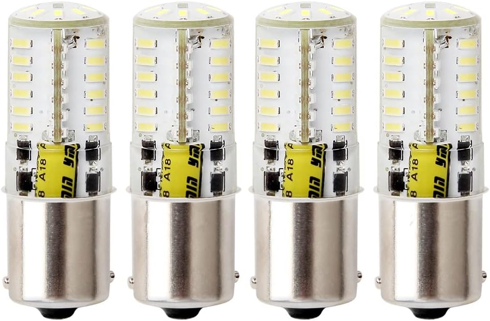 Ba15s LED Bulb 1141 1156 AC/DC 12V 5W Daylight White 6000K Single Contact Bayonet SBC for Car RV Trailer Camper Boat Yard Interior Light, Landscape Lighting (Pack of 4)