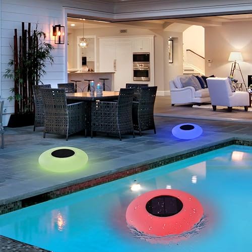 Miniatura 5 de Luces LED solares inflables, luces solares flotantes para piscina, luces flotantes para piscina con LED multicolor, impermeables, luces de jardín al