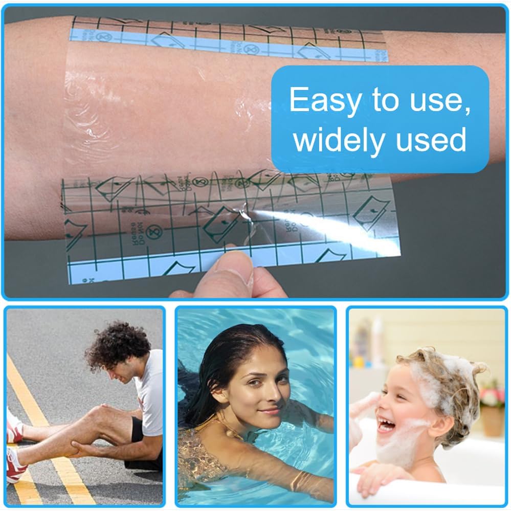 OBTANIM 100 Sheet Transparent Waterproof Stretch Adhesive Bandage Clear Film Dressing Bandages Tape Cover for Tattoo Shower Swimming Protector (2 x 2 Inch) - Image 6