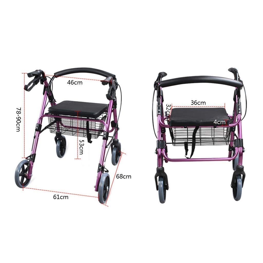 Składany rollator, chodzik z siedzeniem i kółkami do chodzenia, dla seniorów, dorosłych, chodzik